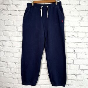 Polo Ralph Lauren Joggers Boys XL 18-20 Navy Blue Fleece Sweatpants Red Pony